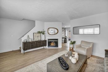 Cozy wood burning fireplace